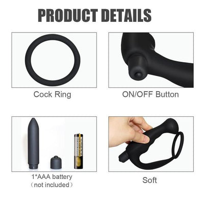 10 Speed Prostate Massager with Vibrating Ball Stimulator & Cock Ring - Trending Gay
