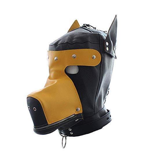 Black And Yellow Patent Leather Dog Mask - Trending Gay