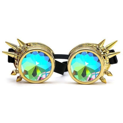 Gold Rainbow Lense Steampunk Goggles - Trending Gay