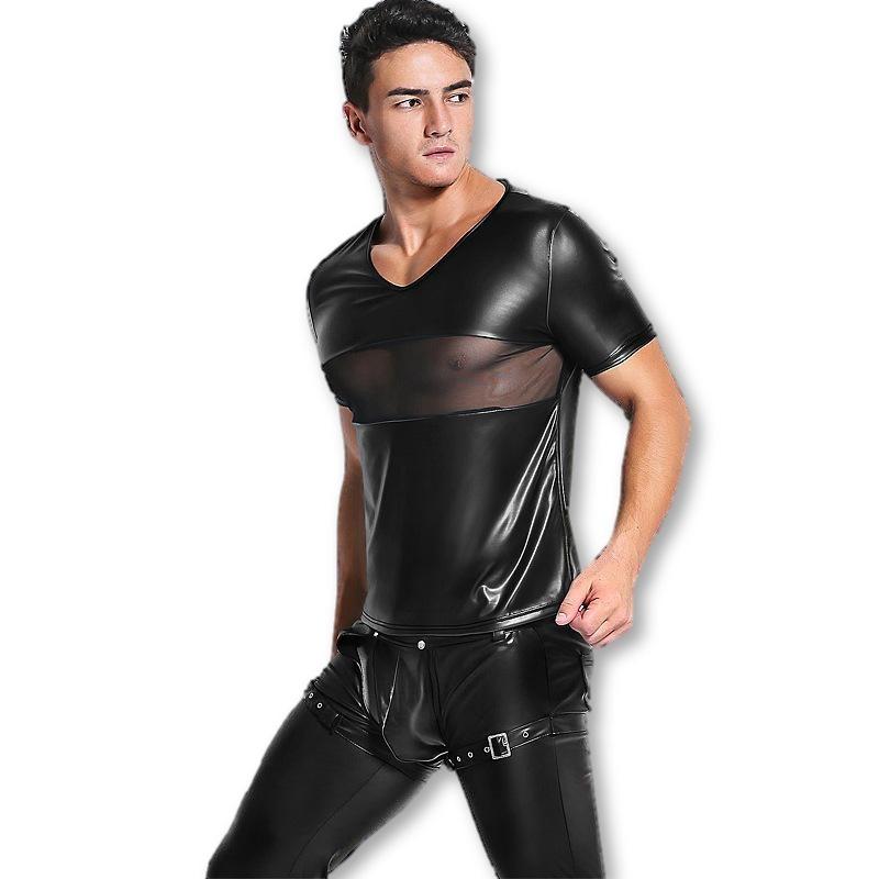 Patent Leather & Mesh Top - Trending Gay