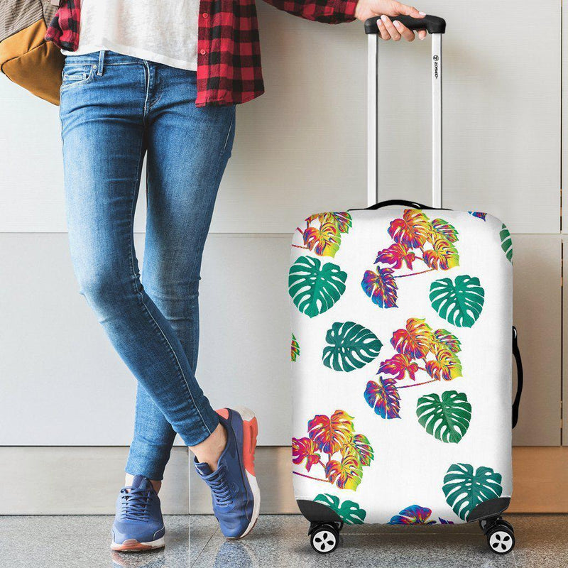 Rainbow Florals Luggage Cover - White - Trending Gay