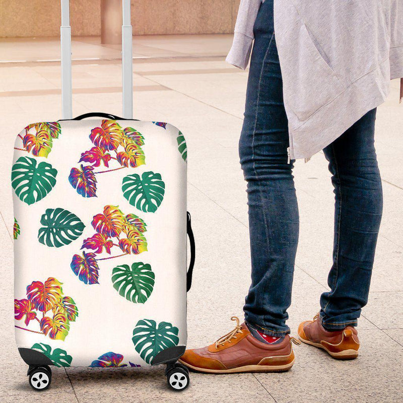 Rainbow Florals Luggage Cover - White - Trending Gay