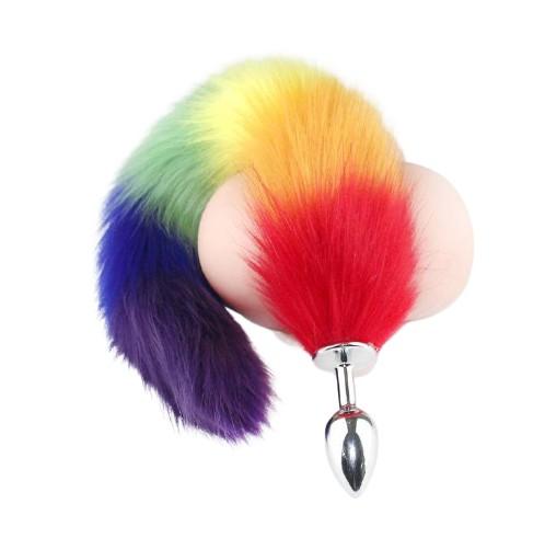 Rainbow Fox Tail Butt Plug - Trending Gay