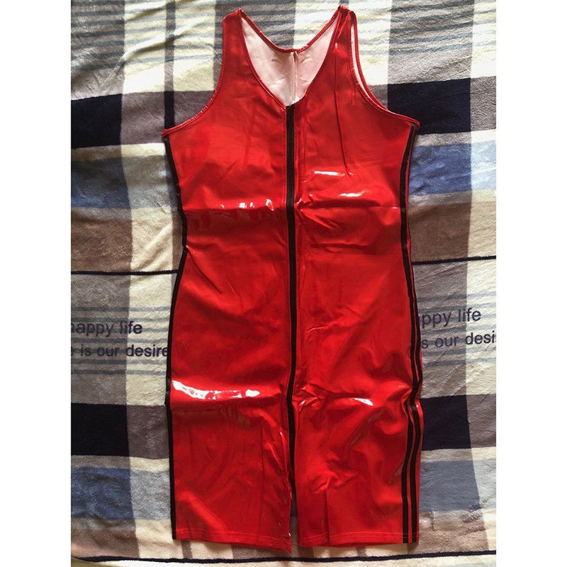 Red PVC Wrestler Suit - Trending Gay